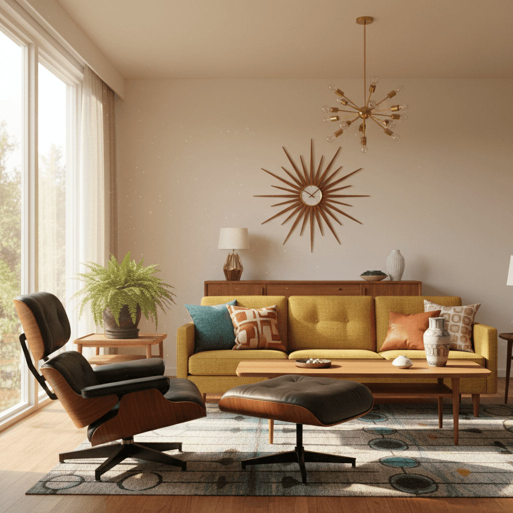 Mid-Century Modern style room designed with Decor Home AI - AI Interior Design App